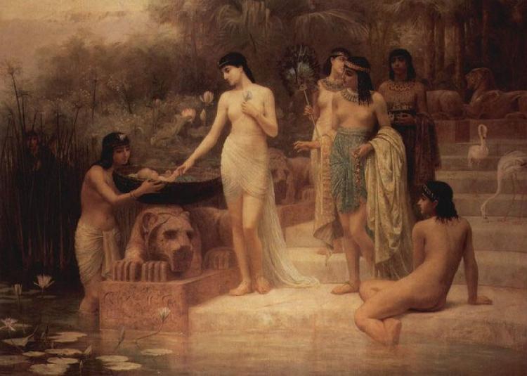 Edwin long,R.A. Pharaos Tochter - Die Auffindung Moses oil painting picture